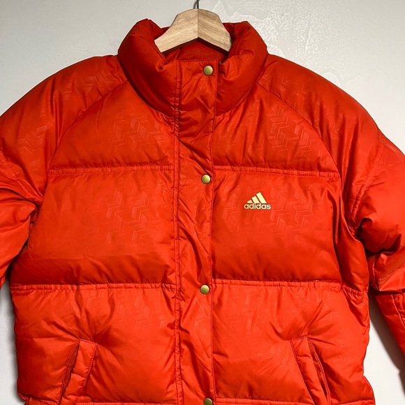Adidas Orange Puffer Jacket Men’s Medium Retro Winter - Picture 3 of 10